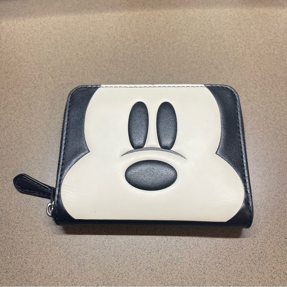 Disney X Coach Mickey Mouse Face Small Zip Around Wallet